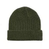 Bonnet à revers en tricot gaufré uni vert armée PB-FB0036