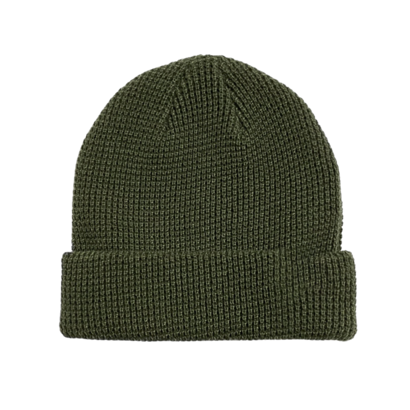 Army Green Custom Plain Waffle Knit Cuffed Beanies PB-FB0036