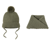 Army Green Kids Winter 2PCS Pompom Beanie + Scarf Wk2410-014