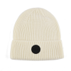 Beige Custom Leather Patch Cuffed Beanies PB-FB0033