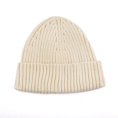 Beige Custom Solid-Colored Knit Cuffed Beanies PB-FB0021