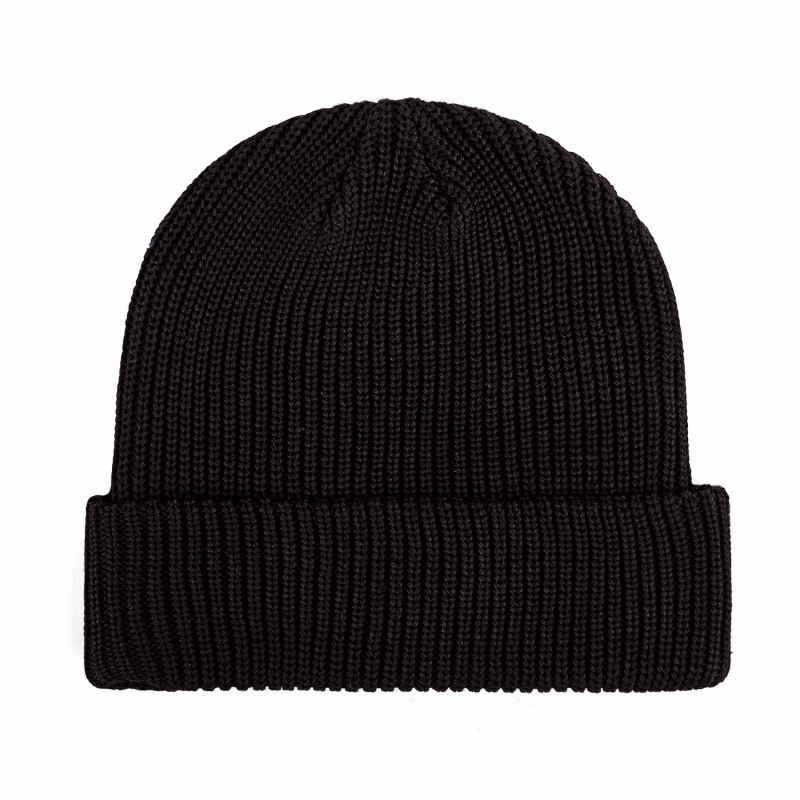 Black 100% rPET Eco Custom Plain Cuffed Beanies RP-BN06