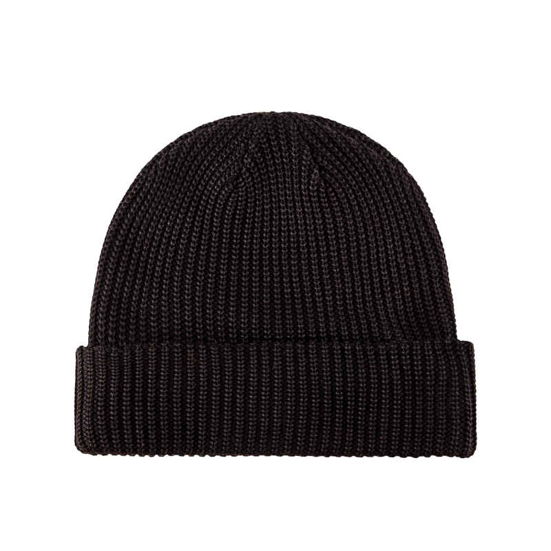 Black 100% rPET Eco Plain Knit Cuffed Beanies RP-BN04