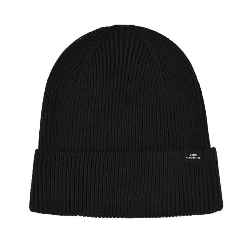 Black 100% rPET Plain Label Cuffed Beanie Hats PB-FB0031