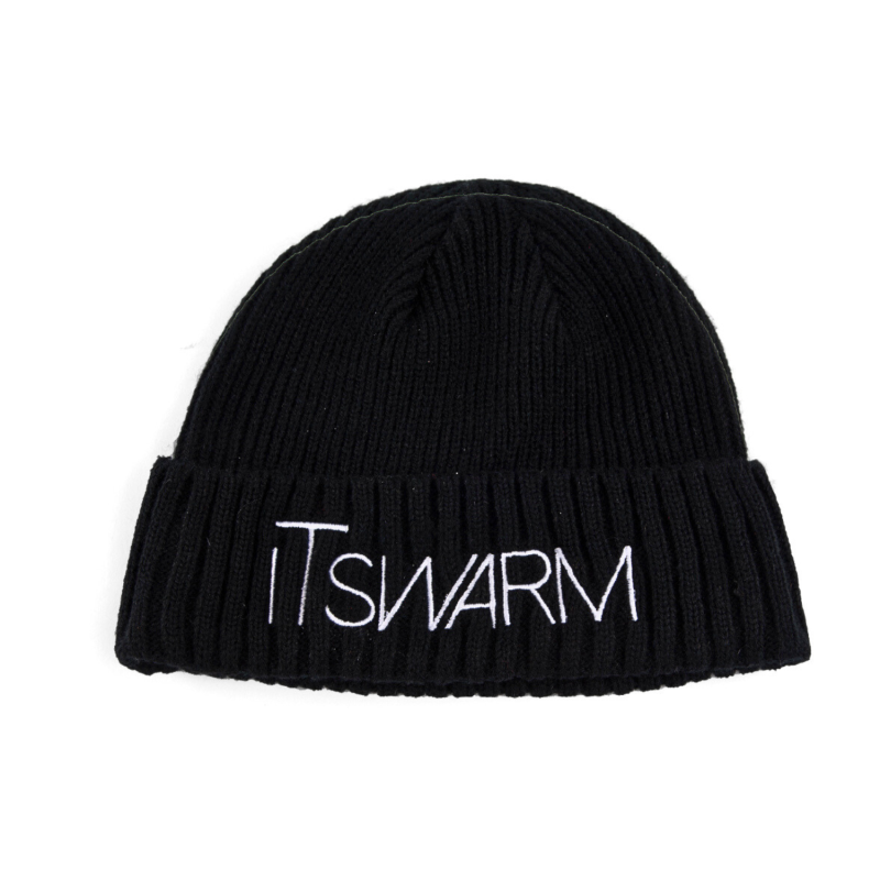 Black Custom Embroidered Cuffed Beanies SFG-210318-5