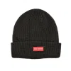 Bonnet noir personnalisé à bord-côte et maille gaufrée PB-FB0036