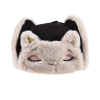 Black Custom PlainPlaid Faux Fur Earflap Hats Wt2410-20, folded