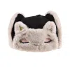 Black Custom PlainPlaid Faux Fur Earflap Hats Wt2410-20, folded