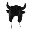 Black Horns & Ears Straps Earflap Hats Wbeh2410-04, back