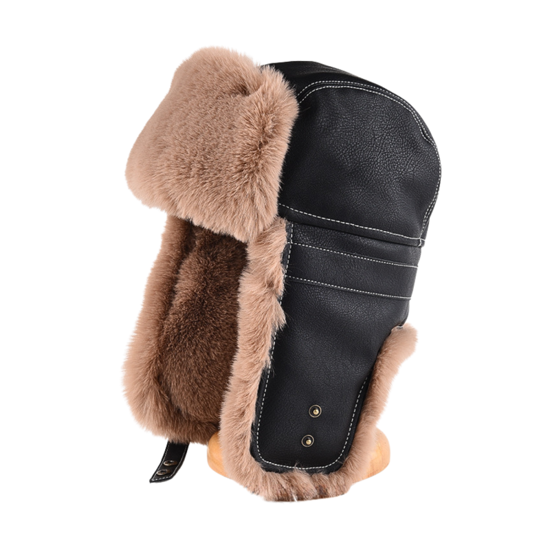 Black Winter Faux Fur Earflap Trapper Hats Wt2410-11