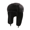 Black Winter Plain Plush Earflap Trapper Hats Wt2410-10