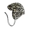Black-white Leopard Plush Strap-Earflap Trapper Hats Wt2410-21