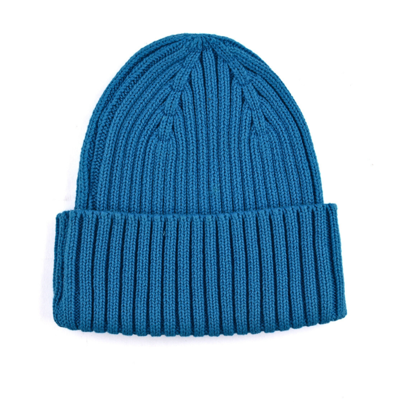 Blue Custom Solid-Colored Knit Cuffed Beanies PB-FB0021
