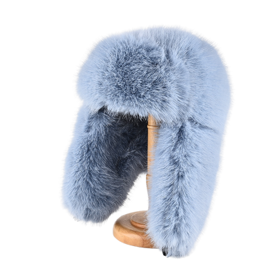 Blue Plain Faux Fur Earflap Trapper Hats Wt2410-19