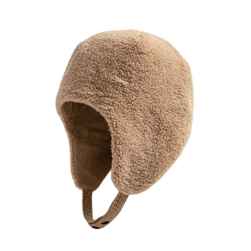 Camel PlushRibbed Reversible Earflap Hats Wbeh2410-02, main image