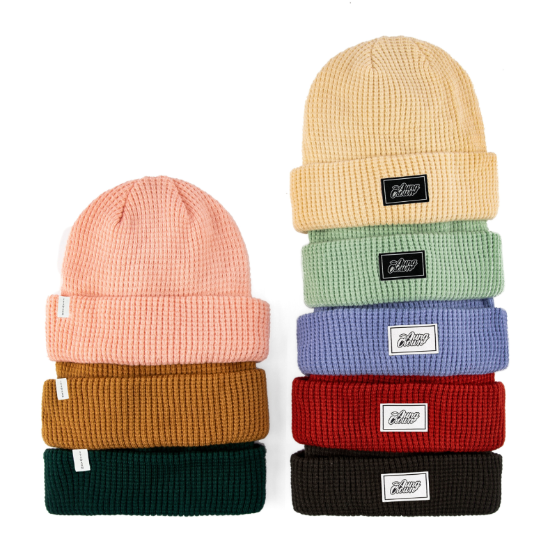 Custom Label Waffle Cuffed Beanies SFA-230829-19, Combo