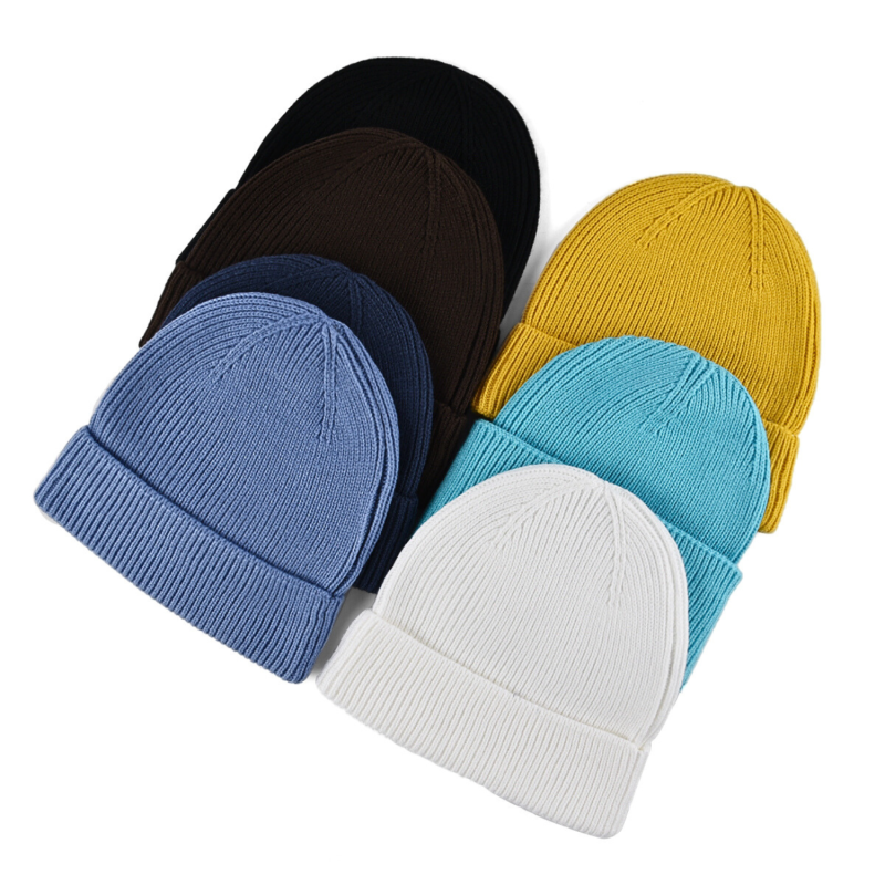 Custom Leather Patch Cuffed Beanies PB-FB0033, combo