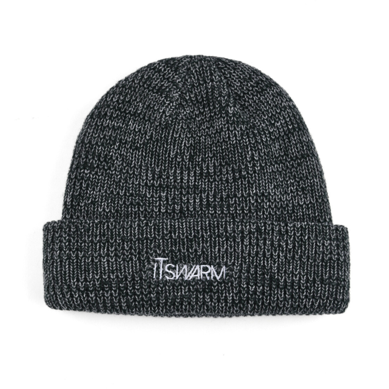 Dark Gray Embroidered Variegated Cuffed Beanies SFG-210409-5