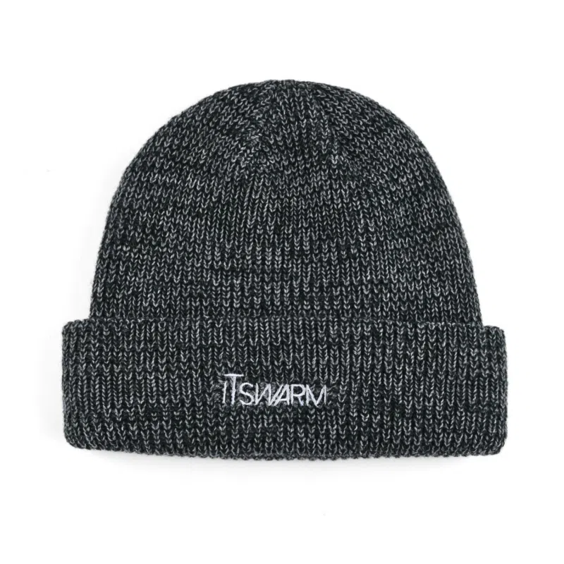 Bonnet à revers brodé multicolore gris foncé SFG-210409-5
