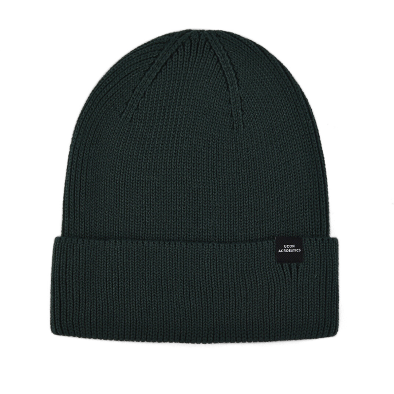 Dark Green 100% rPET Plain Label Cuffed Beanie Hats PB-FB0031