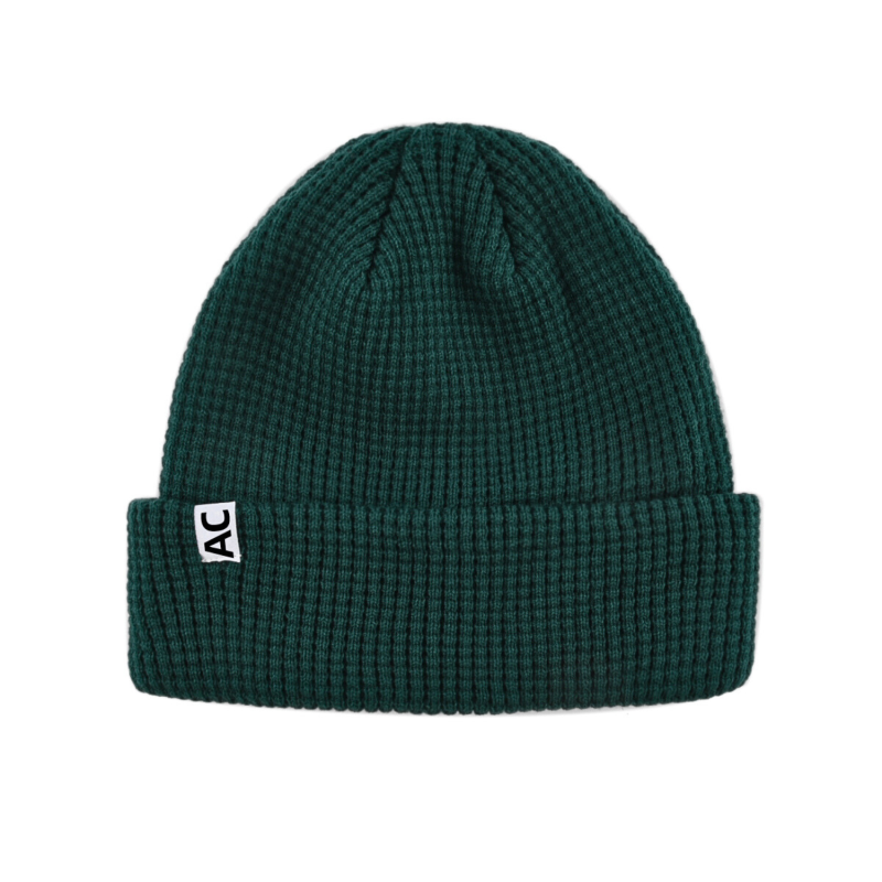 Dark Green Custom Plain Waffle Knit Cuffed Beanies PB-FB0036