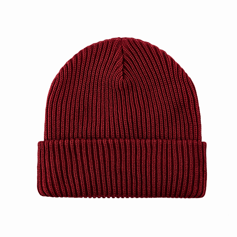 Dark Red 100% rPET Twisted Knit Cuffed Beanies RP-BN03