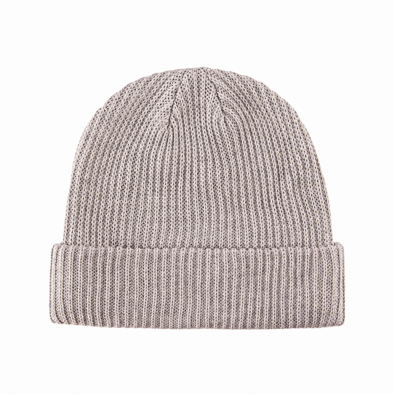 Gray 100% rPET Eco Plain Knit Cuffed Beanies RP-BN04
