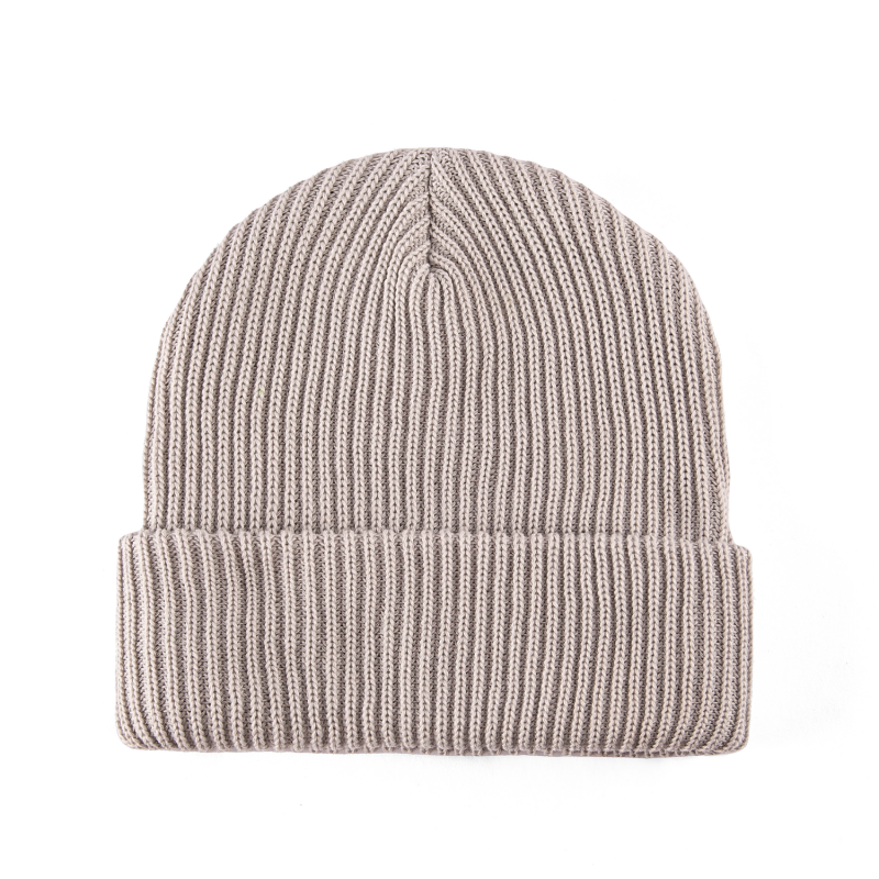 Gray 100% rPET Twisted Knit Cuffed Beanies RP-BN03