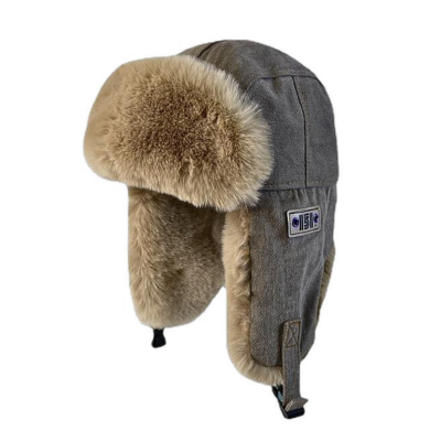 Gray Custom Label Faux Fur Earflap Trapper Hats Wt2410-9