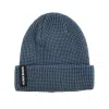 Bonnet à revers en tricot gaufré uni bleu grisâtre personnalisé PB-FB0036