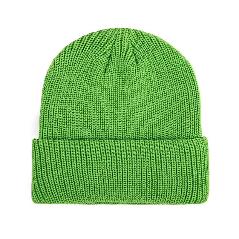 Green 100% rPET Eco Custom Plain Cuffed Beanies RP-BN06