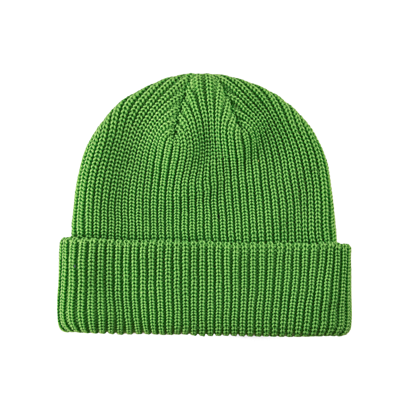 Green 100% rPET Eco Plain Knit Cuffed Beanies RP-BN04