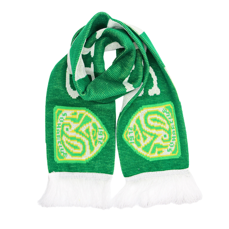 Green Jacquard Tassel Football Bar Scarves Wa2410-05