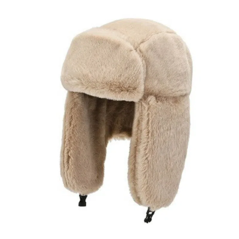 Chapeaux trappeurs à oreillettes en peluche uni kaki pour l'hiver Wt2410-10