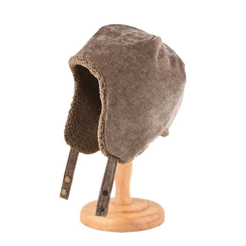 Khaki Winter Plush Brimless Earflap Hats Wbeh2410-07