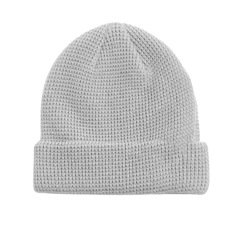 Light Gray Custom Plain Waffle Knit Cuffed Beanies PB-FB0036