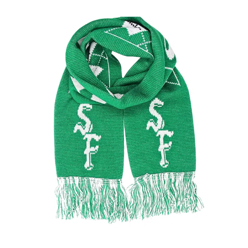 Hellgrüne Jacquard-Fußball-Barschals mit Quasten Wa2410-05