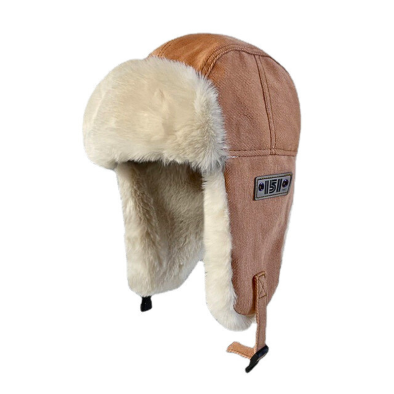 Light Orange Custom Label Faux Fur Earflap Trapper Hats Wt2410-9