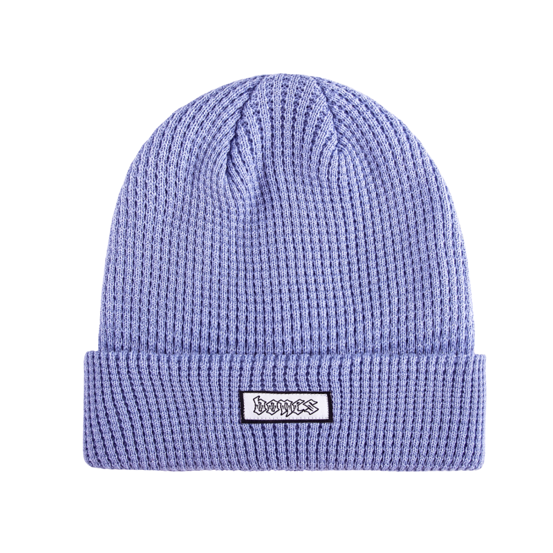 Light Purple Custom Label Waffle Cuffed Beanies SFA-230829-19