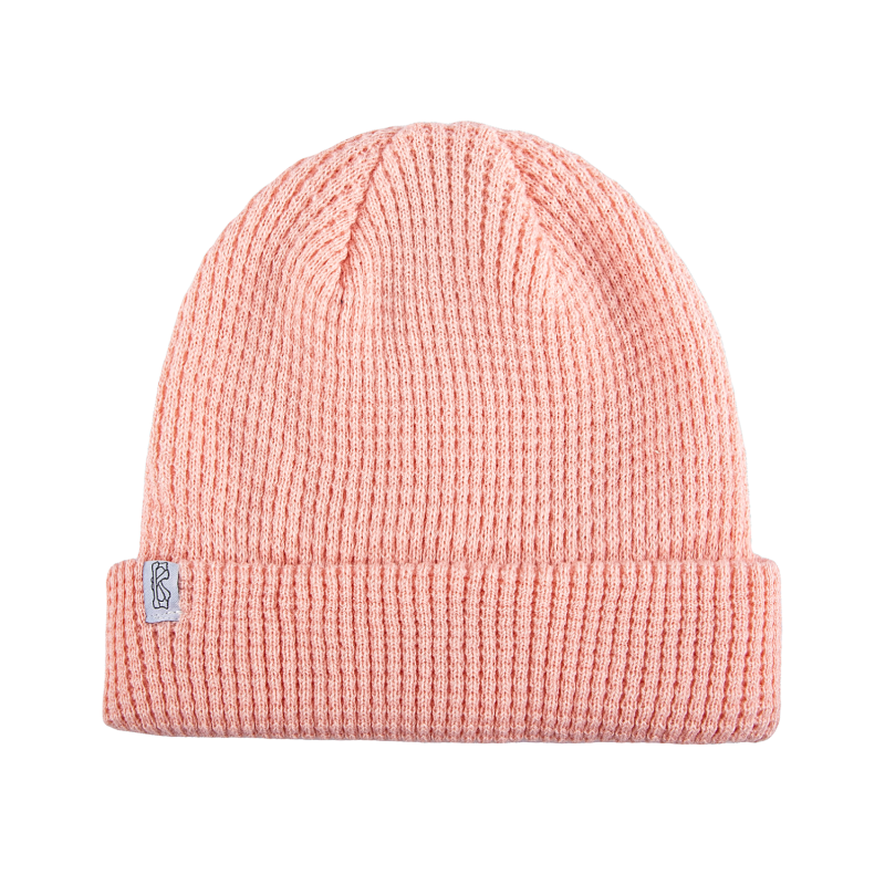 Liht Pink Custom Label Waffle Cuffed Beanies SFA-230829-19