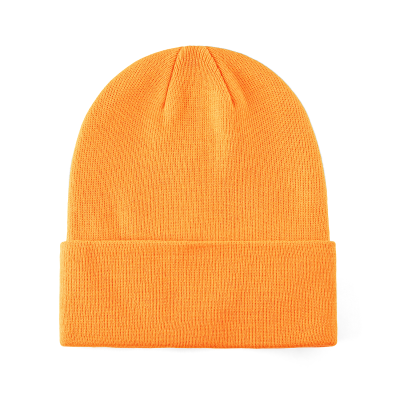 Orange 100% rPET Eco Solid-Colored Cuffed Beanies RP-BN02