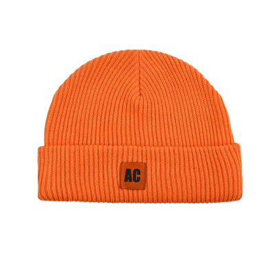 Orange Custom Logo Plain-Colored Cuffed Beanies PB-FB0020