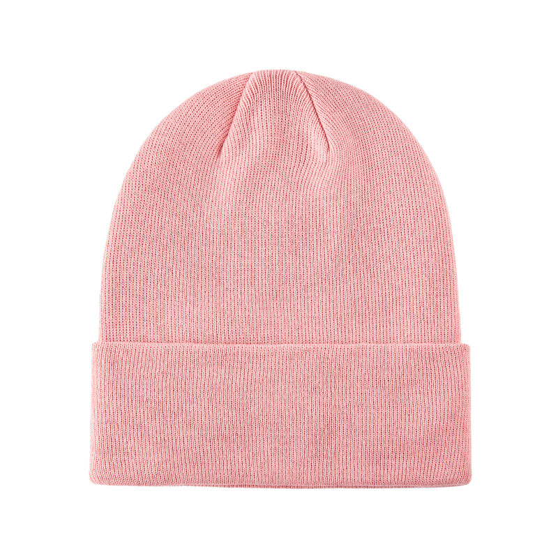 Pink 100% rPET Eco Solid-Colored Cuffed Beanies RP-BN02