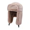 Chapeaux trappeurs roses à oreillettes en peluche unie Wt2410-10