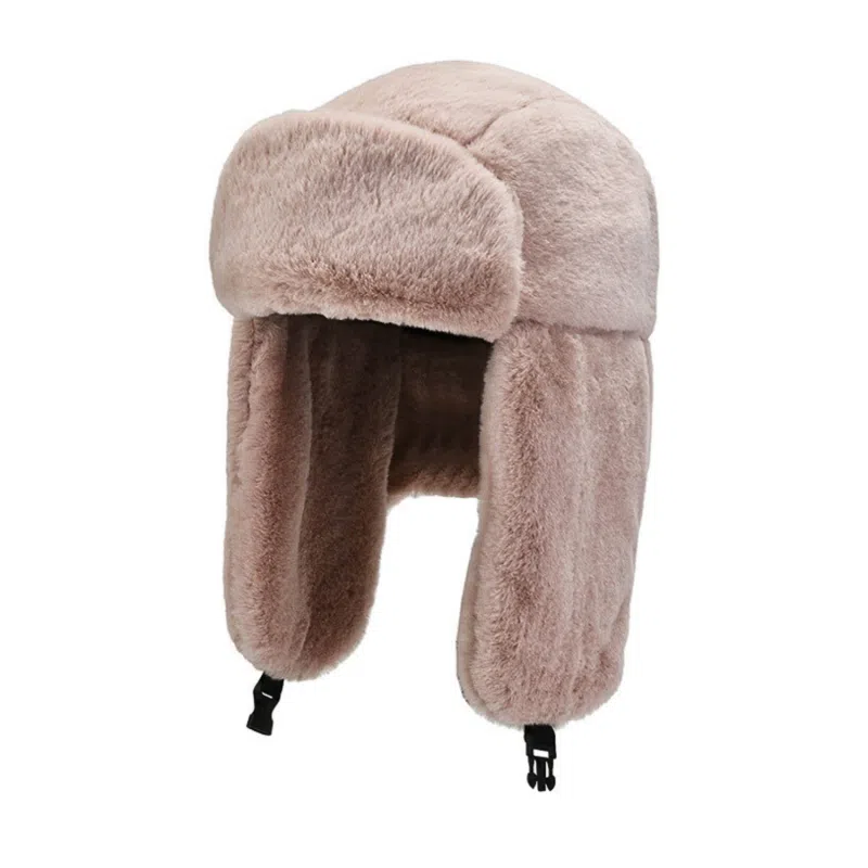 Chapeaux trappeurs roses à oreillettes en peluche unie Wt2410-10