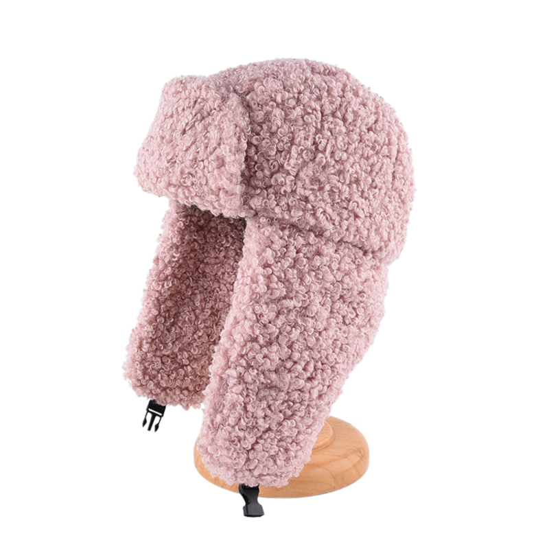 Pink Custom Plain Plush Earflap Trapper Hats Wt2410-15