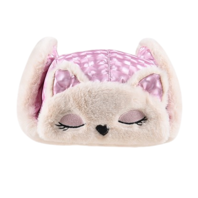 Plaid-Pink Custom PlainPlaid Faux Fur Earflap Hats Wt2410-20, folded