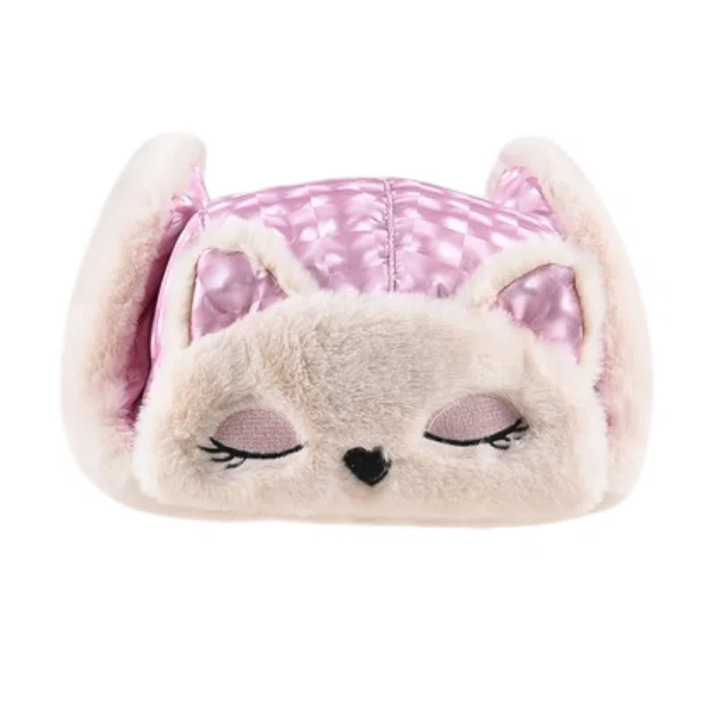 Plaid-Pink Custom PlainPlaid Faux Fur Earflap Hats Wt2410-20, folded