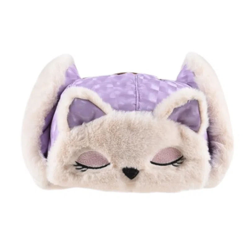 Plaid-purple Custom PlainPlaid Faux Fur Earflap Hats Wt2410-20, folded