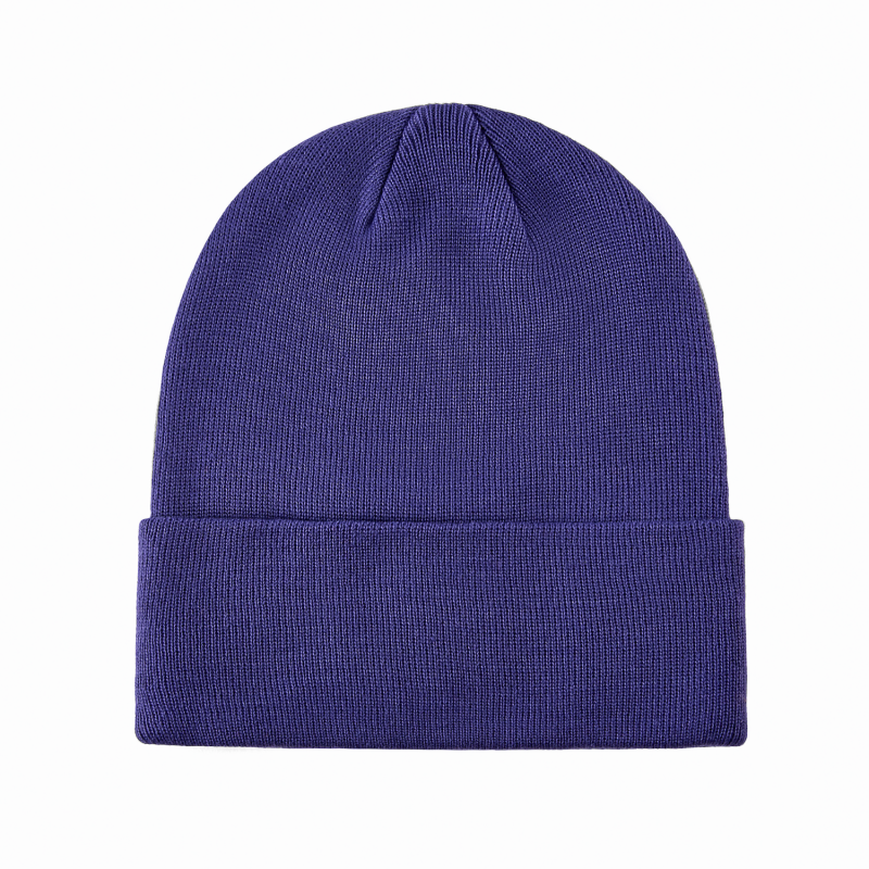Purple 100% rPET Eco Solid-Colored Cuffed Beanies RP-BN02